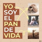 A collage of pictures of Jesus , bread , and wine.