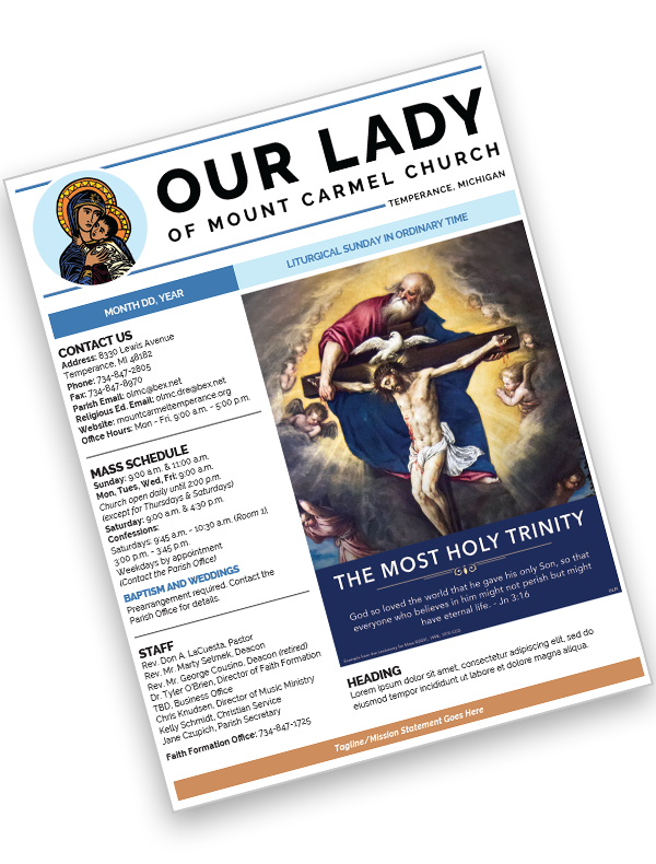 Cover for Our Lady of Mount Carmel Church Bulletin.