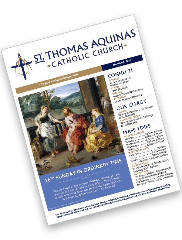 Cover for St. Thomas Aquinas Bulletin.