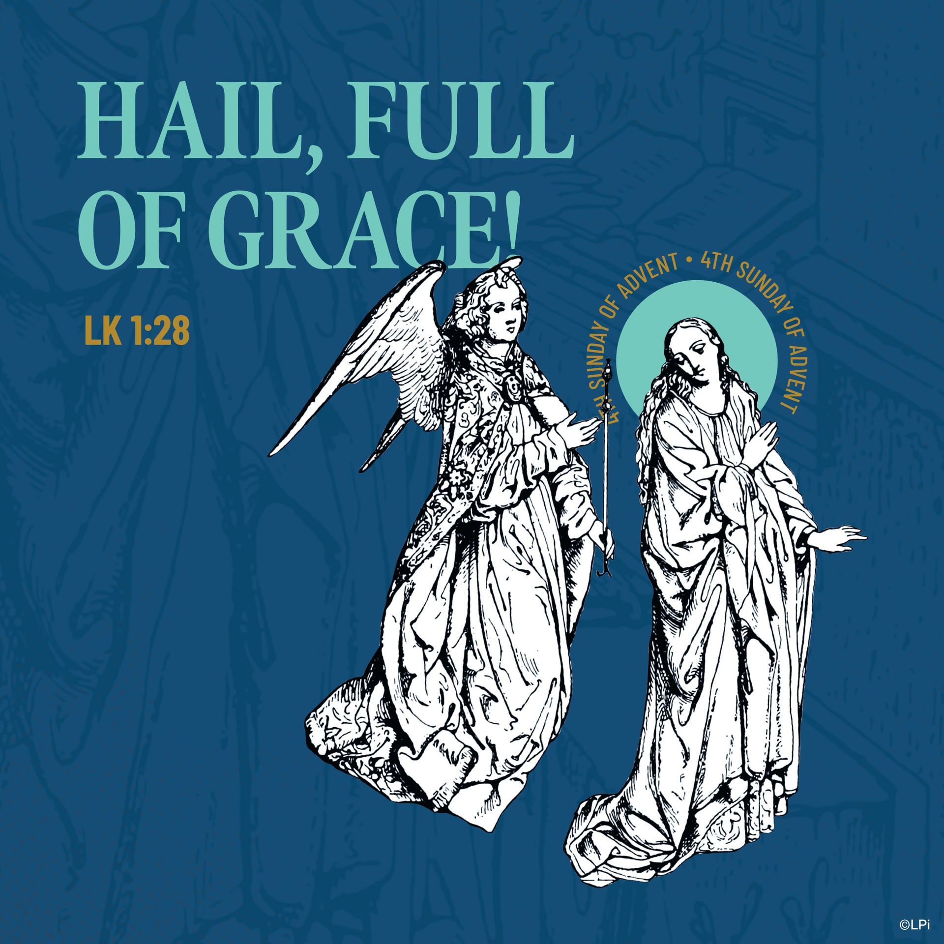 A poster that says hail full of grace on it.