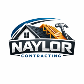 Naylor Contracting logo with a house icon, hammer, and blue arch.