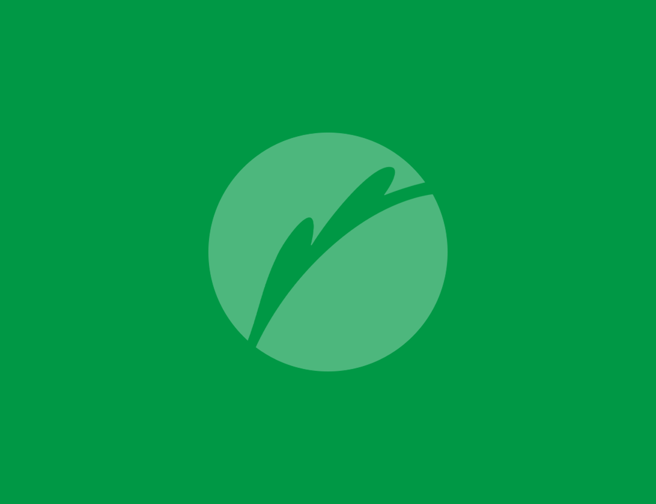 Green flag with a lighter green circle containing a stylized leaf.