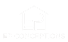 Logo blanc pâle représentant le contour d'une maison avec les inscriptions «EP» et «EPOINT TO ITS» sur fond clair.