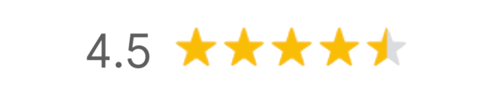 4.  5-star rating with four solid gold stars and one half-filled gold star.