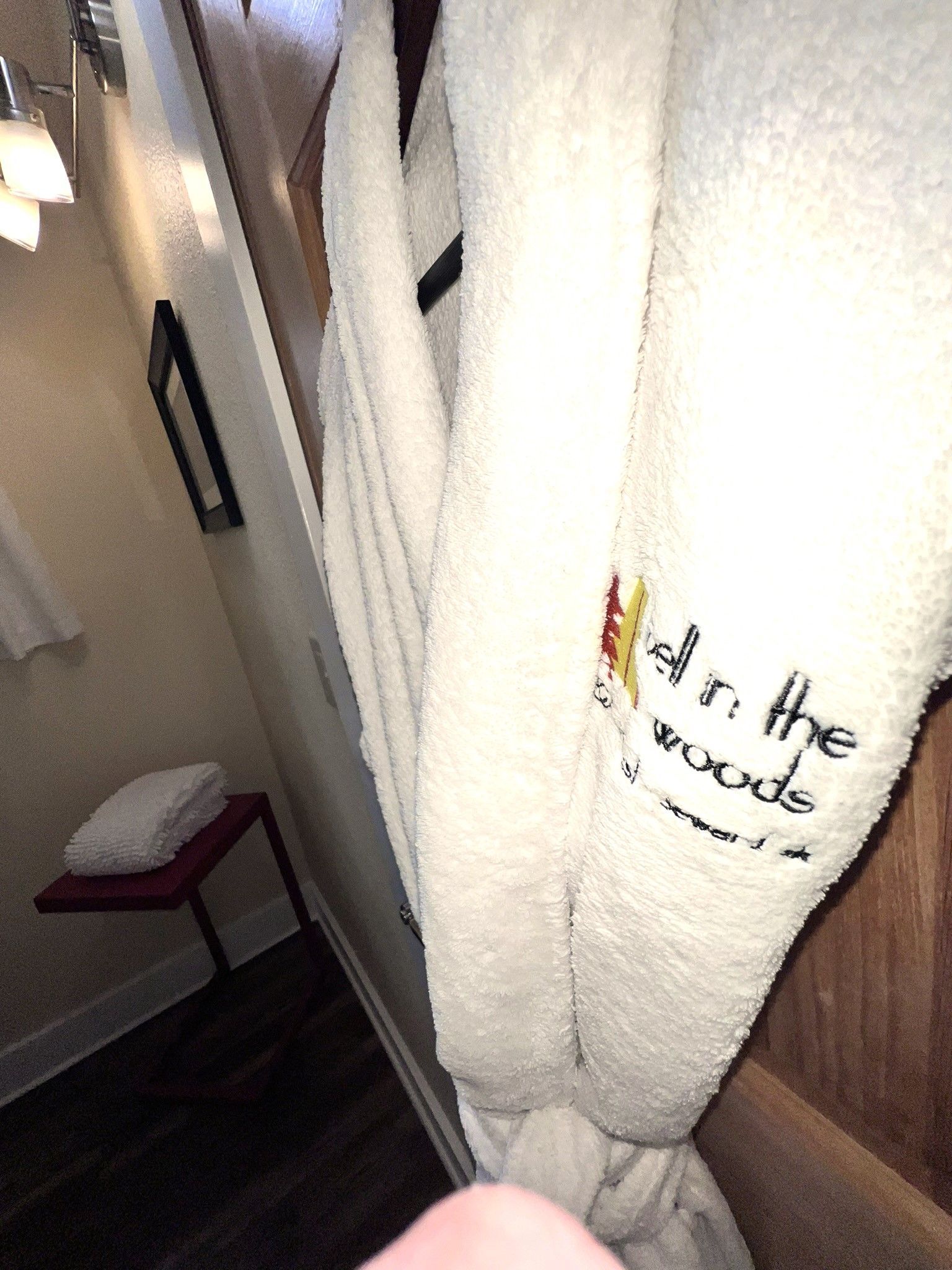 A white robe with the words 