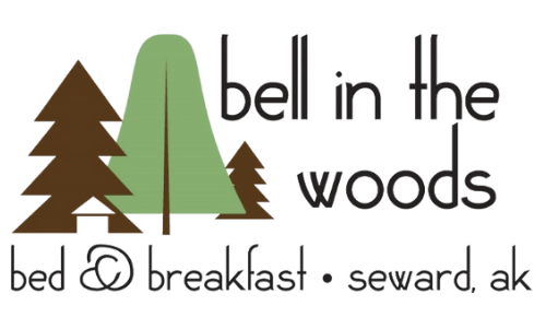 A logo for bell in the woods bed and breakfast