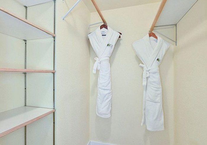 Mt. Eva 1 bedroom apartment in Bell In The Woods B&B in Alaska. Wardrobe with robes.