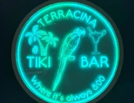 Neon sign reading Terracina Tiki Bar. Neon sign reading Terracina Tiki Bar.