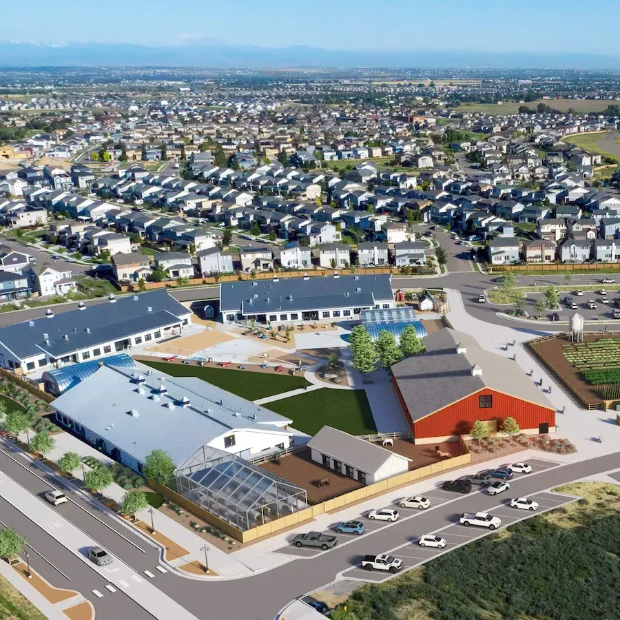Aerial view of a suburban community in Commerce City, CO.