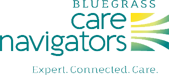 Bluegrass Care Navigators logo with teal and yellow text and the tagline “Expert. Connected. Care.”