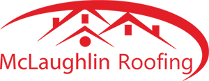 McLaughlin Roofing logo with red roof icon and text on white background