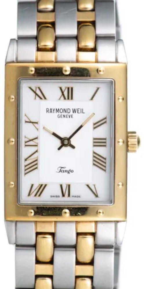 Raymond Weil Tango Stainless Steel and Gold Plate Quartz Movement watch.