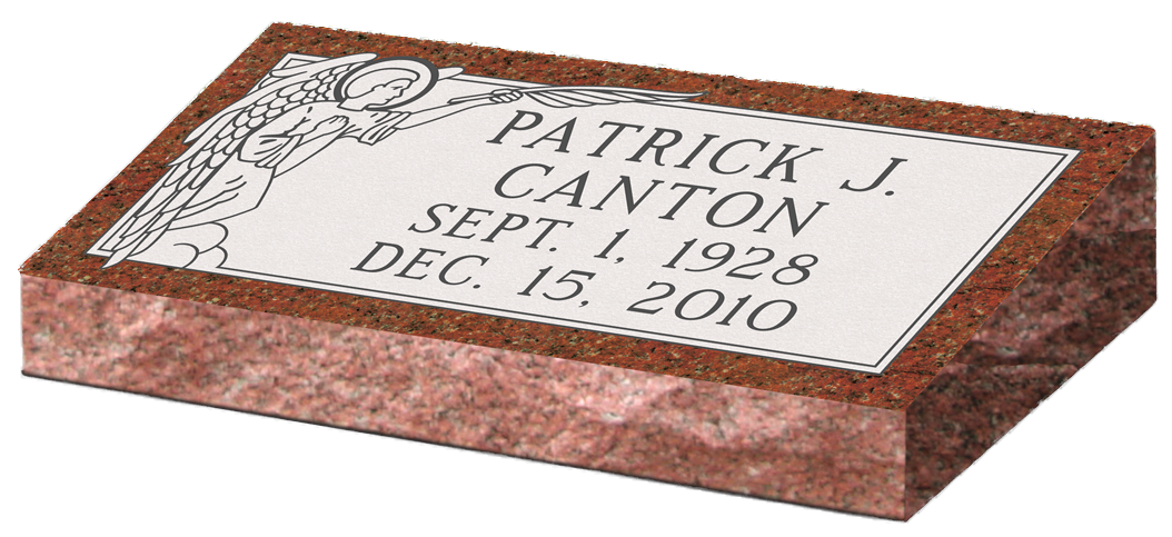 Rectangular brick with a white plaque, viewed at an angle.