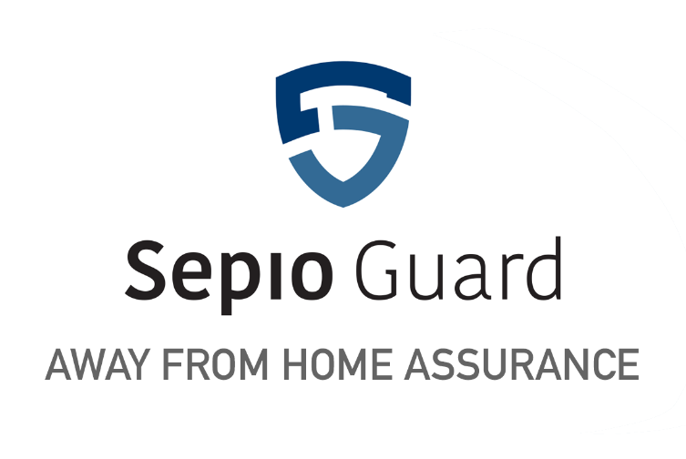 SepioGuard logo with blue shield icon and tagline “Away From Home Assurance”