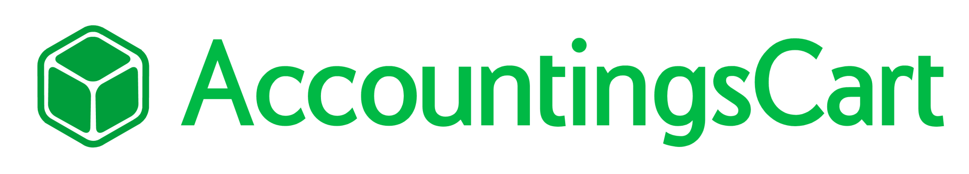 Green AccountingCart logo with a cube icon.