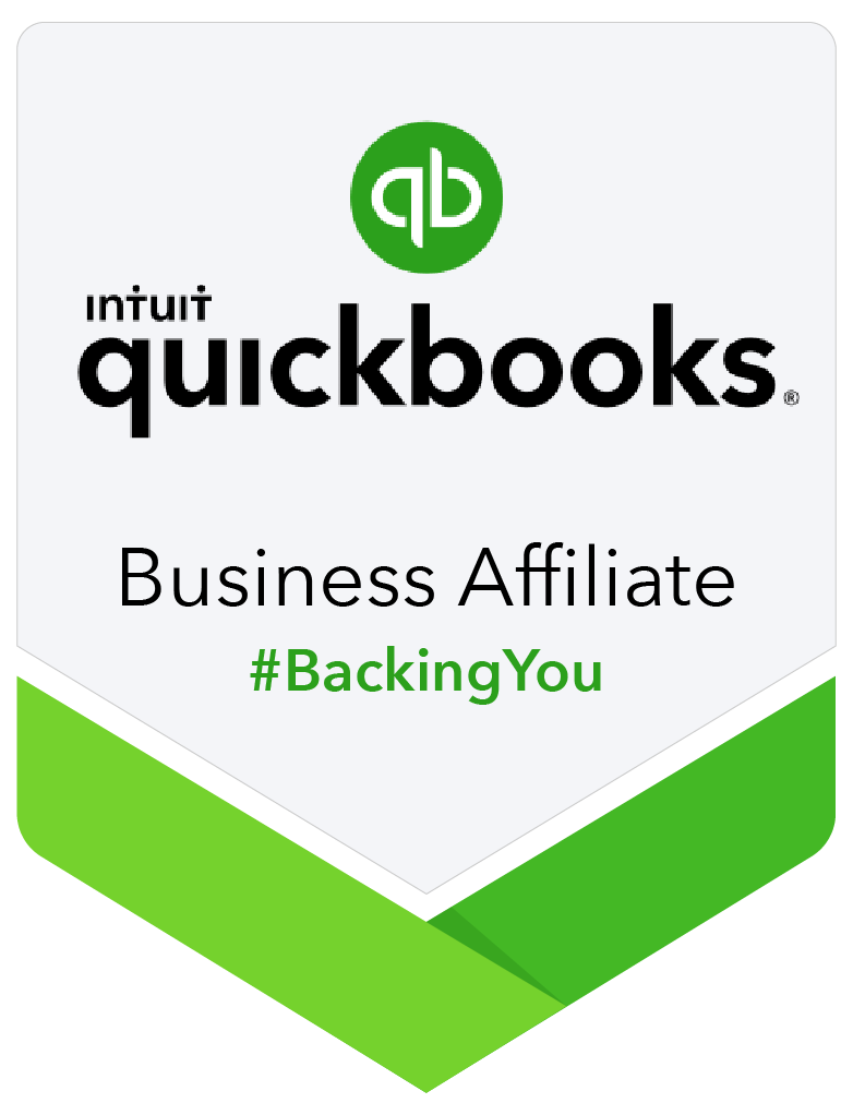Intuit QuickBooks Business Affiliate badge; green and white design with logo and
