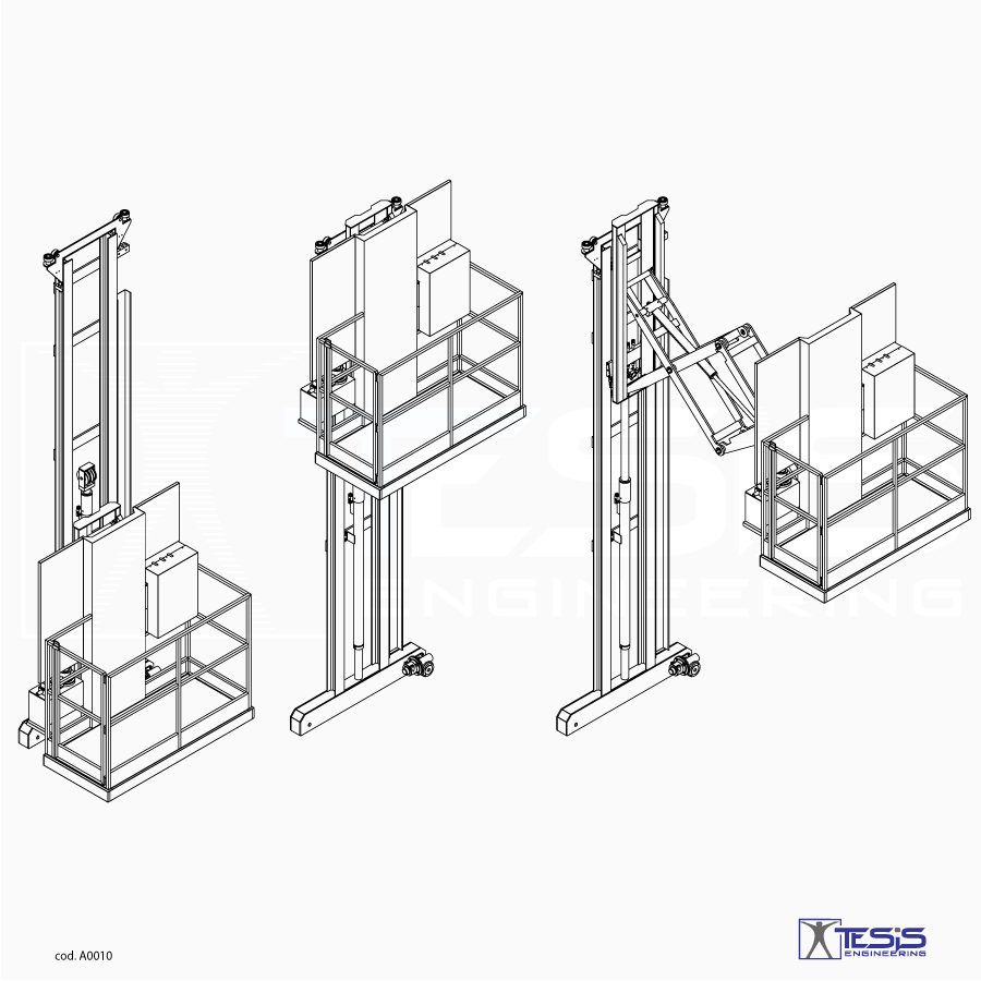 Traslo-elevatore per cabine di verniciatura, piattaforma di lavoro traslabile su guide, sollevatore per cabine di verniciatura, piattaforme elevabili, piattaforme di sollevamento operatori | Tesis