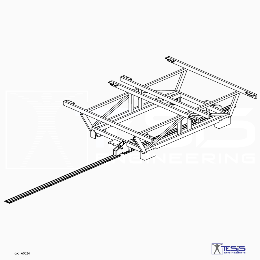 Carrello motorizzato su guide, sistemi di movimentazione industriale, navetta motorizzata, shuttle con scorrimento su guide | Tesis