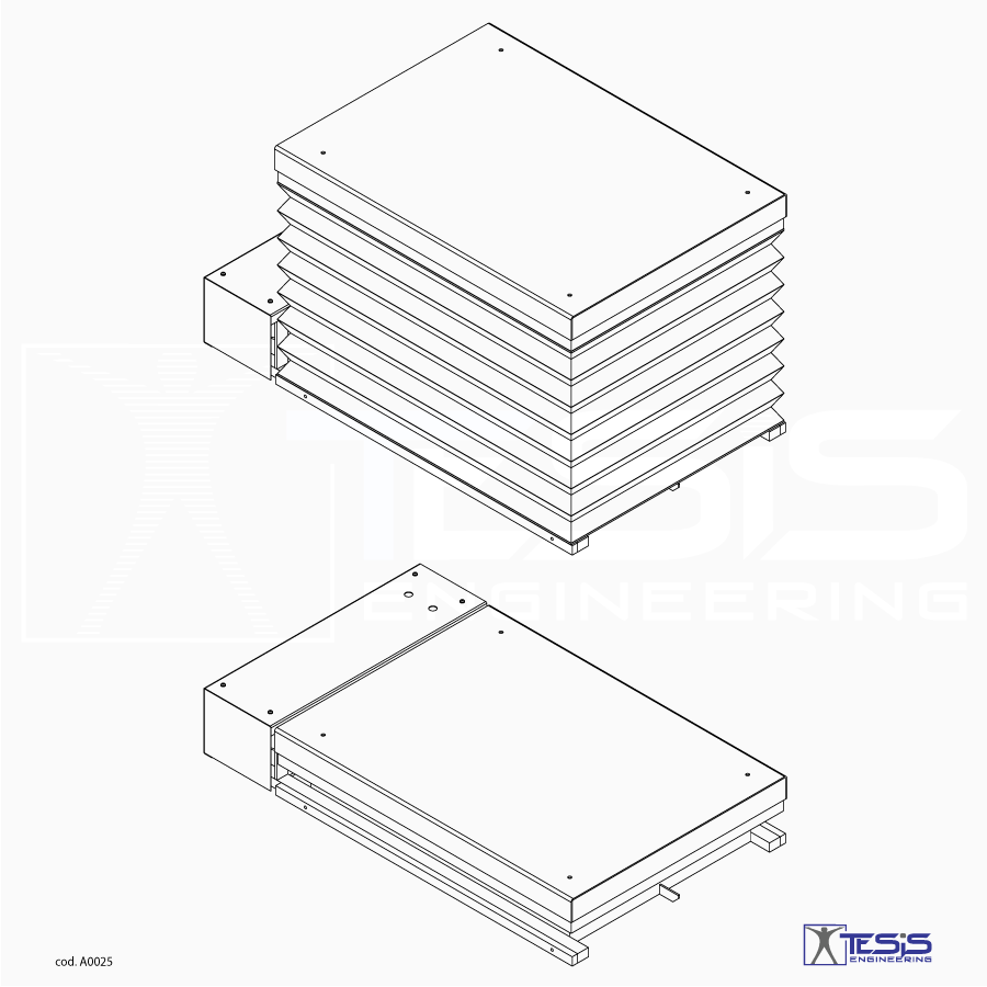 Piattaforma per AGV, tavola elevatrice per AGV, AGV lift, tavole elevatrici, piattaforme di sollevamento a pantografo, piattaforme elevatrici industriali, tavole elevatrici in corrente continua, pedane di sollevamento a pantografo | Tesis