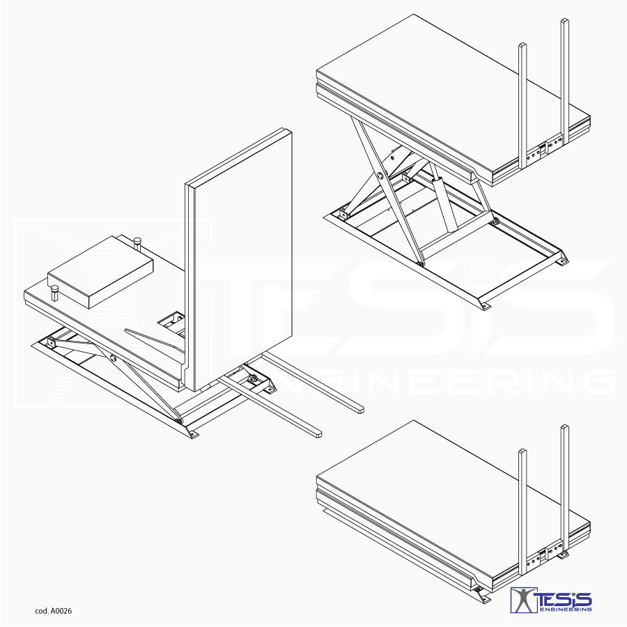 Piattaforma con piano ribaltabile e forche, tavola elevatrice con piano a forche ribaltabile, tavole elevatrici ribaltabili, piattaforme di sollevamento a pantografo, piattaforme elevatrici industriali, ribaltatori, ribaltatori industriali, tavole elevatrici ribaltabili di posizionamento | Tesis