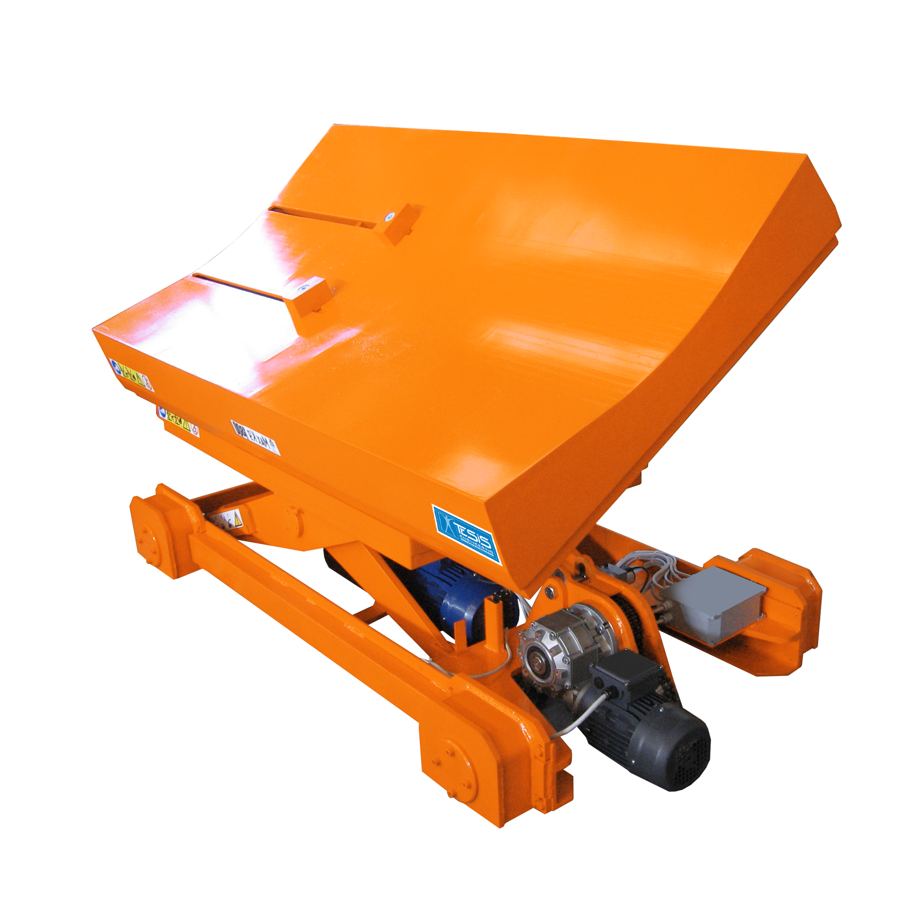 Piattaforma di sollevamento semovente su rotaia con piano a culla ribaltabile laterlamente e registri regolabili - coil transfer car