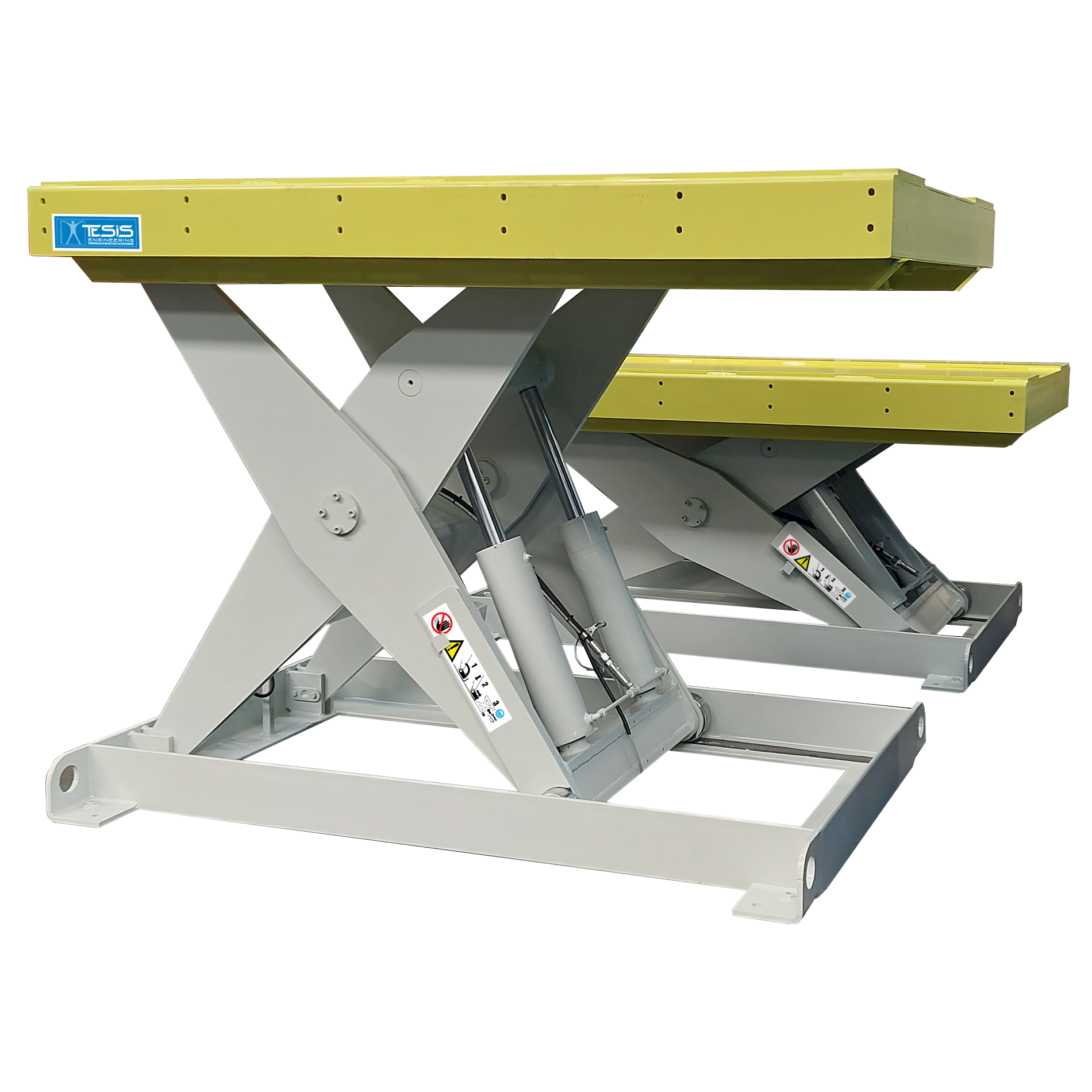 Tavola elevatrice per uso intensivo con passerelle laterlai imbullonate al pianale