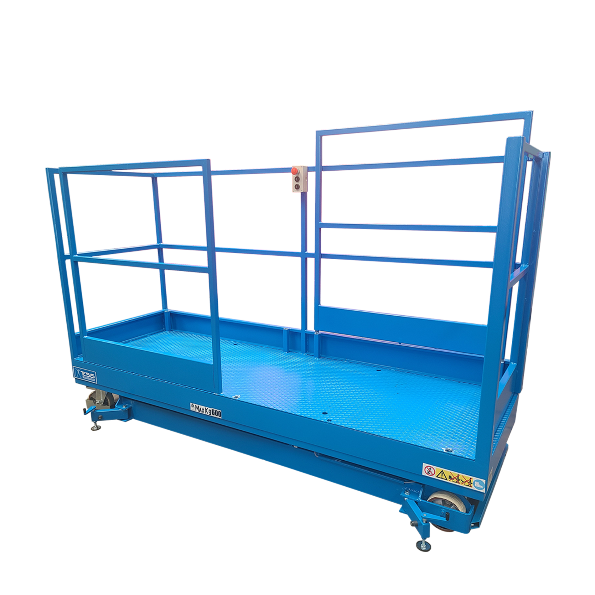 Piattaforma elevatrice di lavoro mobile per operatori con parapetti a settori asportabili