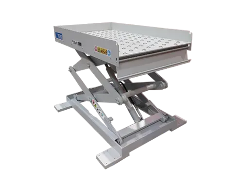 Tavola elevatrice con conveyor a sfere, piattaforma di sollevamento con trasportatore a sfere, sollevatore a pantografo Tesis