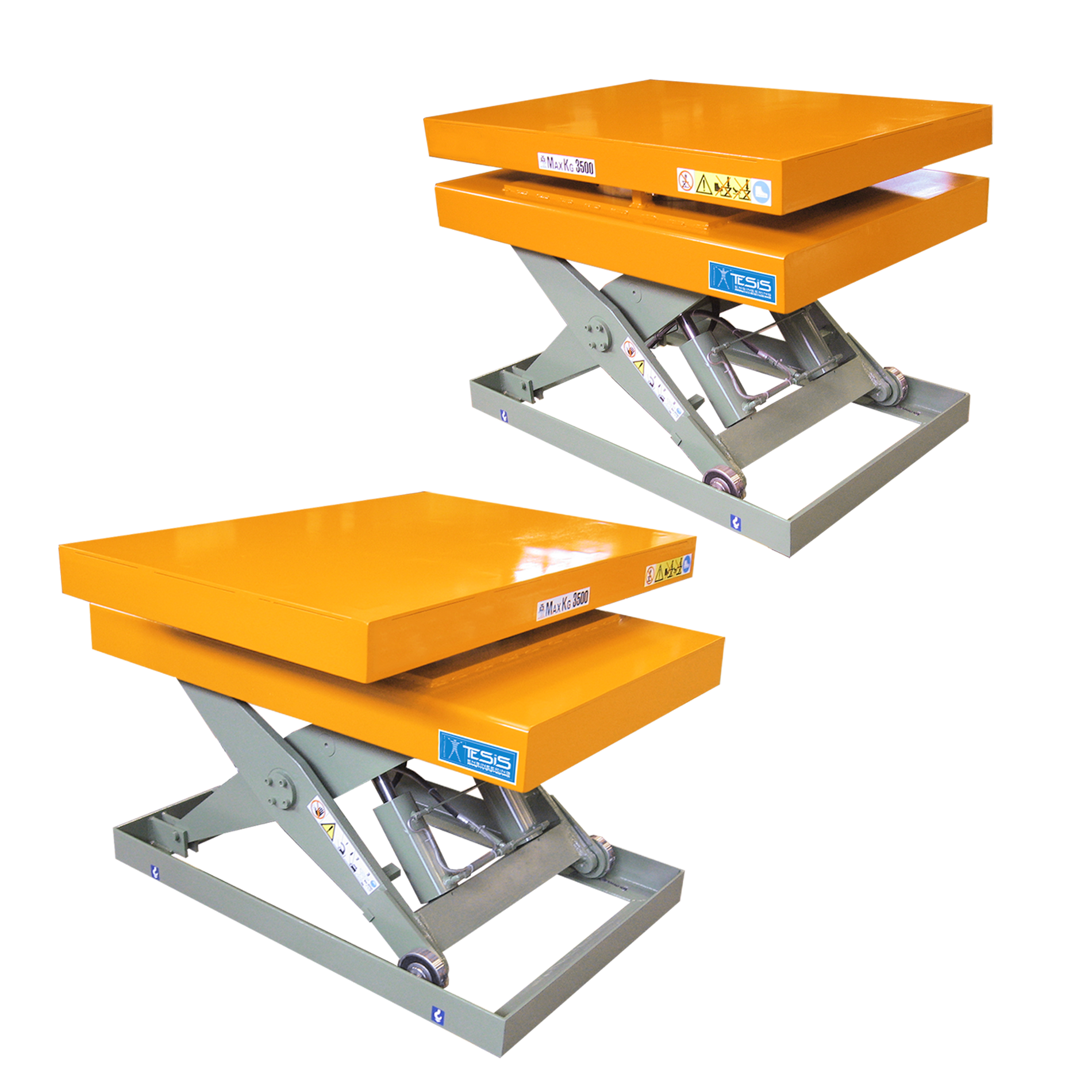 Tavola elevatrice girevole  con piattaforma a rotazione fissa o continua, tavole rotanti, piattaforme di sollevamento a pantografo