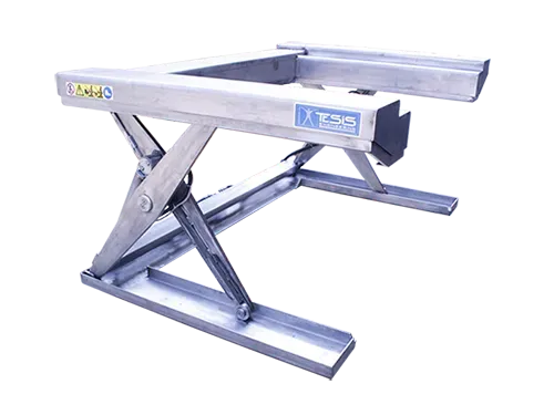 Tavola elevatrice in acciaio inossidabile con piano a U per movimentazione pallet settore alimentare e farmaceutico | Tesis