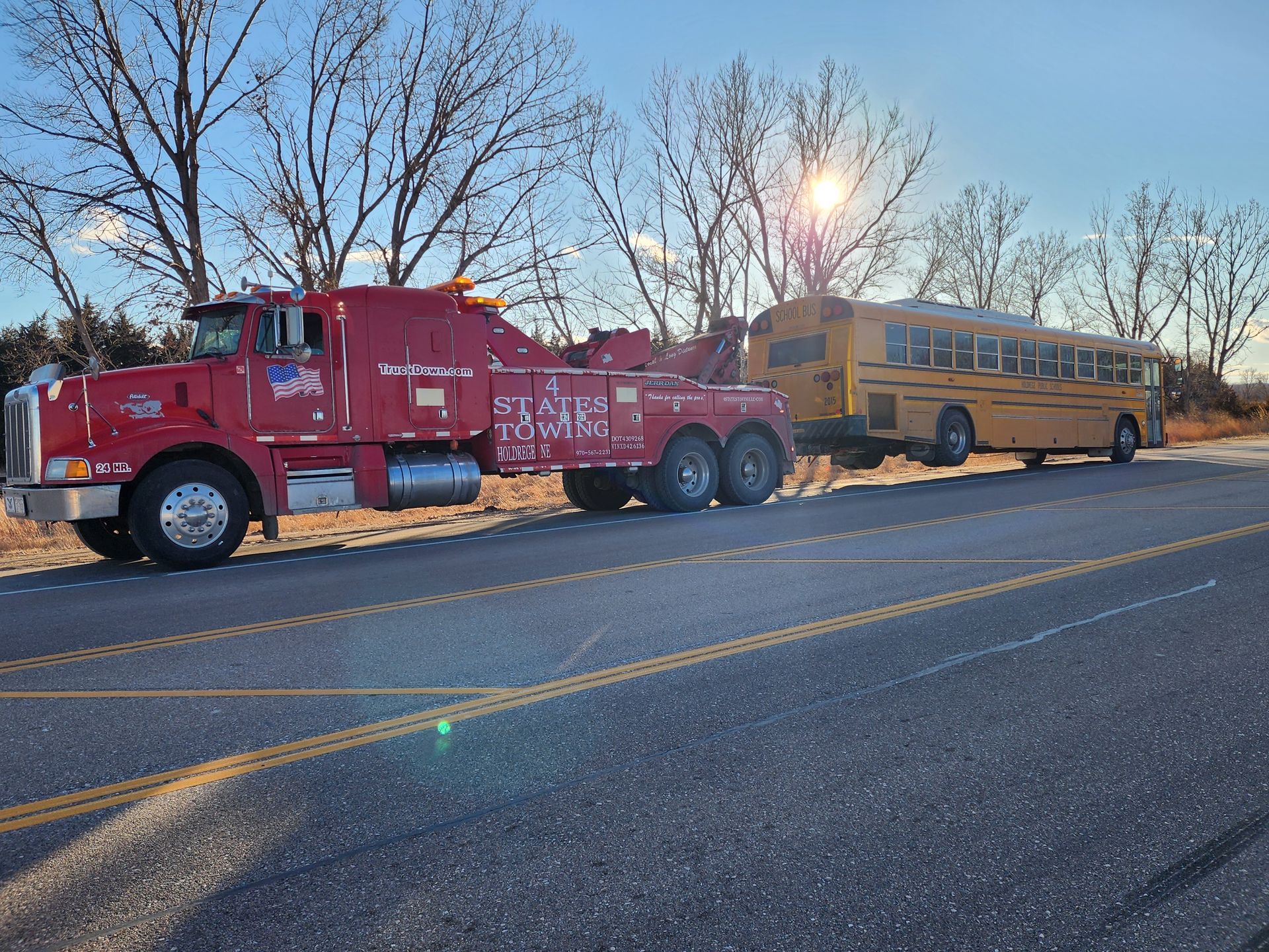 School bus towing