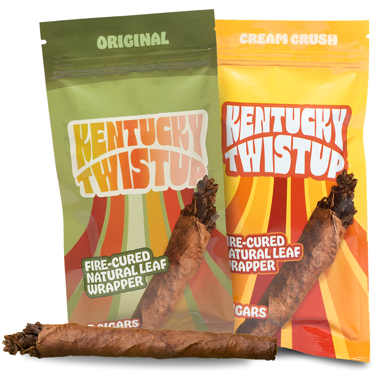 Two bags of kentucky twistup are sitting next to each other