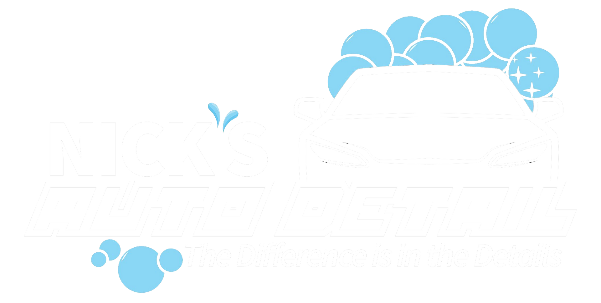 Nick's Auto Detail Logo White