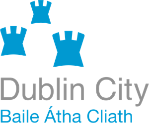 Dublin City logo: three blue castle towers, 