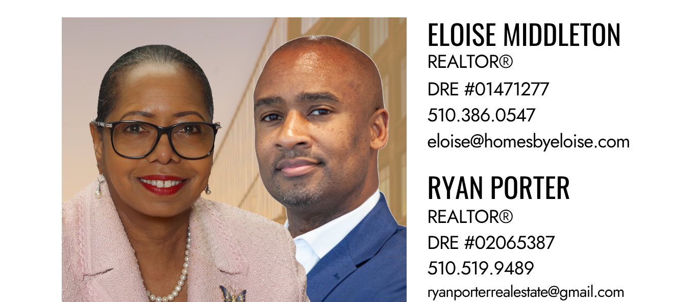 Group photo for Eloise Middleton Real Estate Group. Caption includes names, license numbers, phone numbers and email for Eloise Middleton and Ryan Porter.