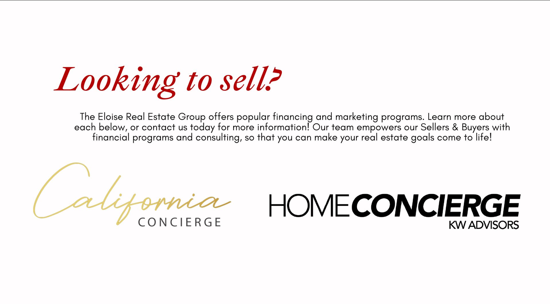Looking to sell ad featuring California Concierge and Home Concierge service logos