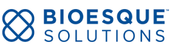 Bioesque Solutions logo in blue with stylized knot icon on white background