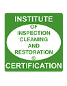 Green-and-white Institute of Inspection Cleaning and Restoration Certification logo with circular seal and text