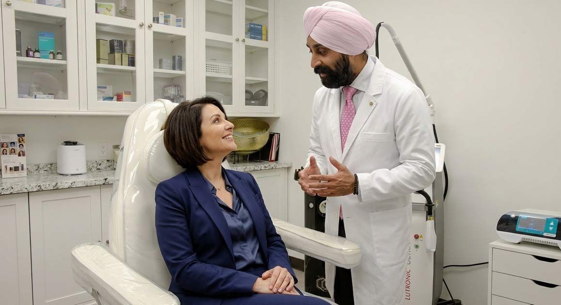Dr. Kamal Kalsi describing advanced Medical Treatments NJ and NYC procedure to a patient.