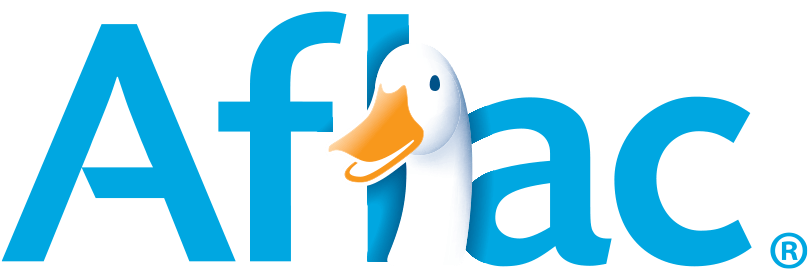 A logo for affac with a duck in the middle
