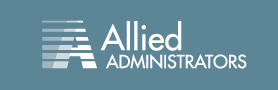 Allied administrators logo on a blue background