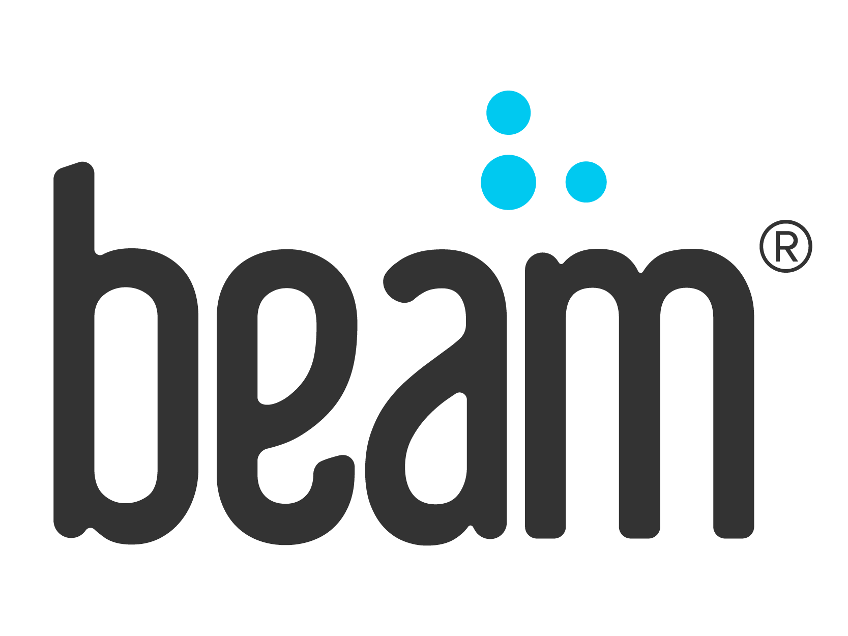 The beam logo is black and blue with a blue circle in the middle.