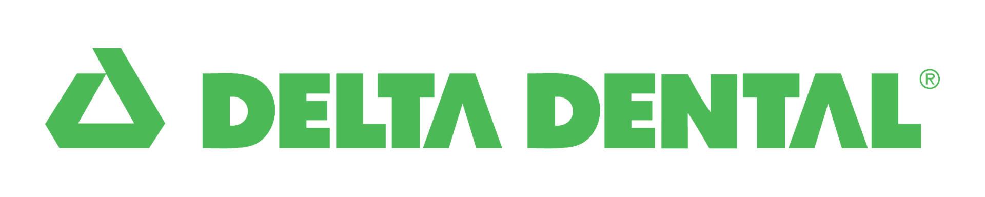 The delta dental logo is green and white on a white background.