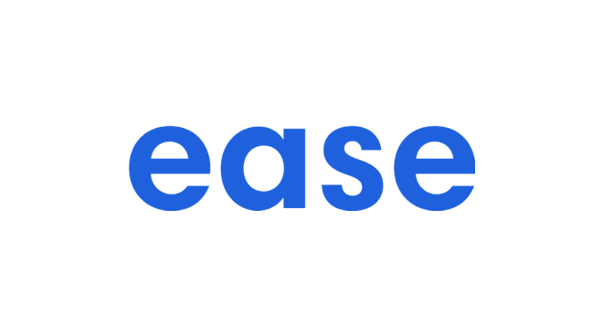 The word ease is written in blue on a white background.