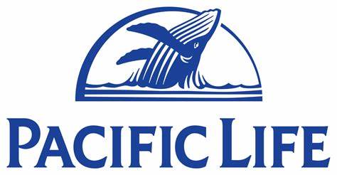 The logo for pacific life shows a whale in the ocean.