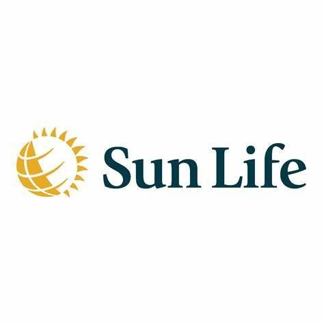 The sun life logo has a sun and a globe on it.