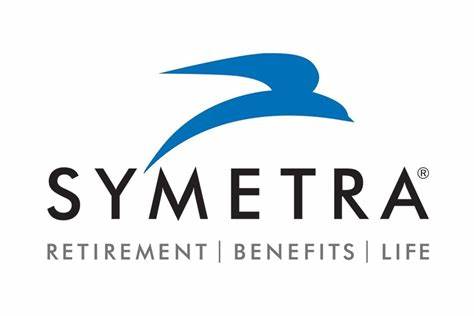A blue and black logo for a company called symetra retirement benefits life.