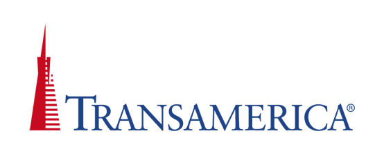 A transamerica logo with a tower in the background
