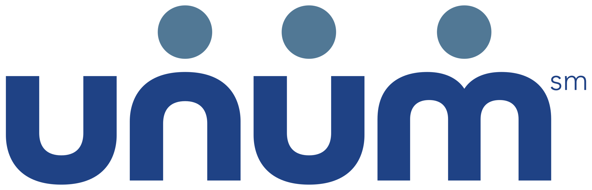 A blue and white logo for a company called unum