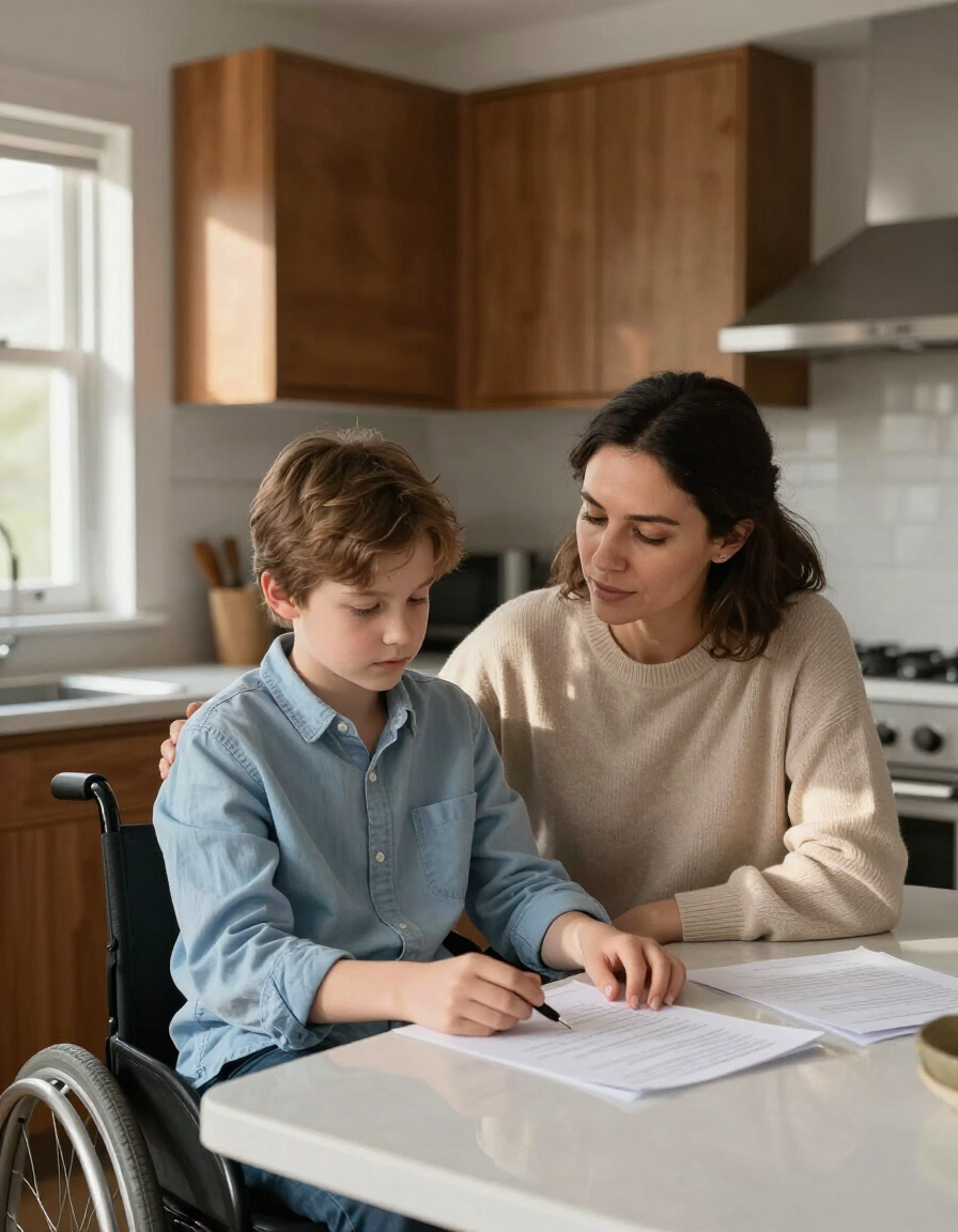 Family reviewing special needs trust planning documents
